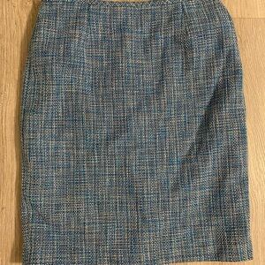 Calvin Klein Blue Tweed Lined Pencil Skirt size 8